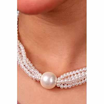 Elegant Pearl Contemporary Necklace - Gemstone Necklace-2