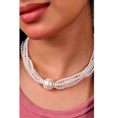 Elegant Pearl Contemporary Necklace - Gemstone Necklace-1