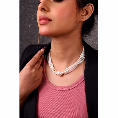 Elegant Pearl Contemporary Necklace - Gemstone Necklace-12756437