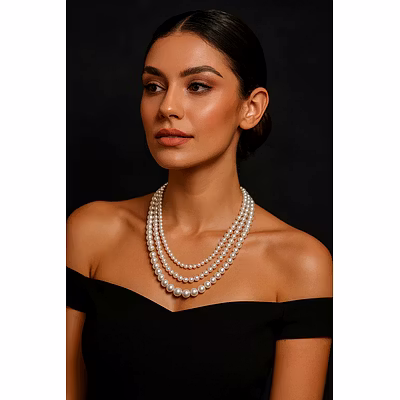 Elegant Shell Pearl Necklace – Multi-Strand Classic Design Gemstone Necklace-12756491