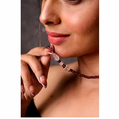 Garnet with Rose Quartz Heishi Beads Gemstone  Necklace-2