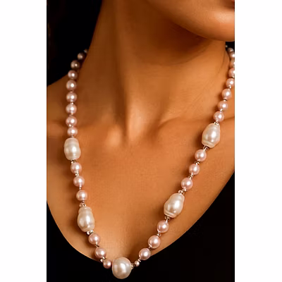 Elegant Buraq Pearl &amp; 8mm Pearl Strings Necklace-1