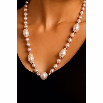 Elegant Buraq Pearl &amp; 8mm Pearl Strings Necklace-2