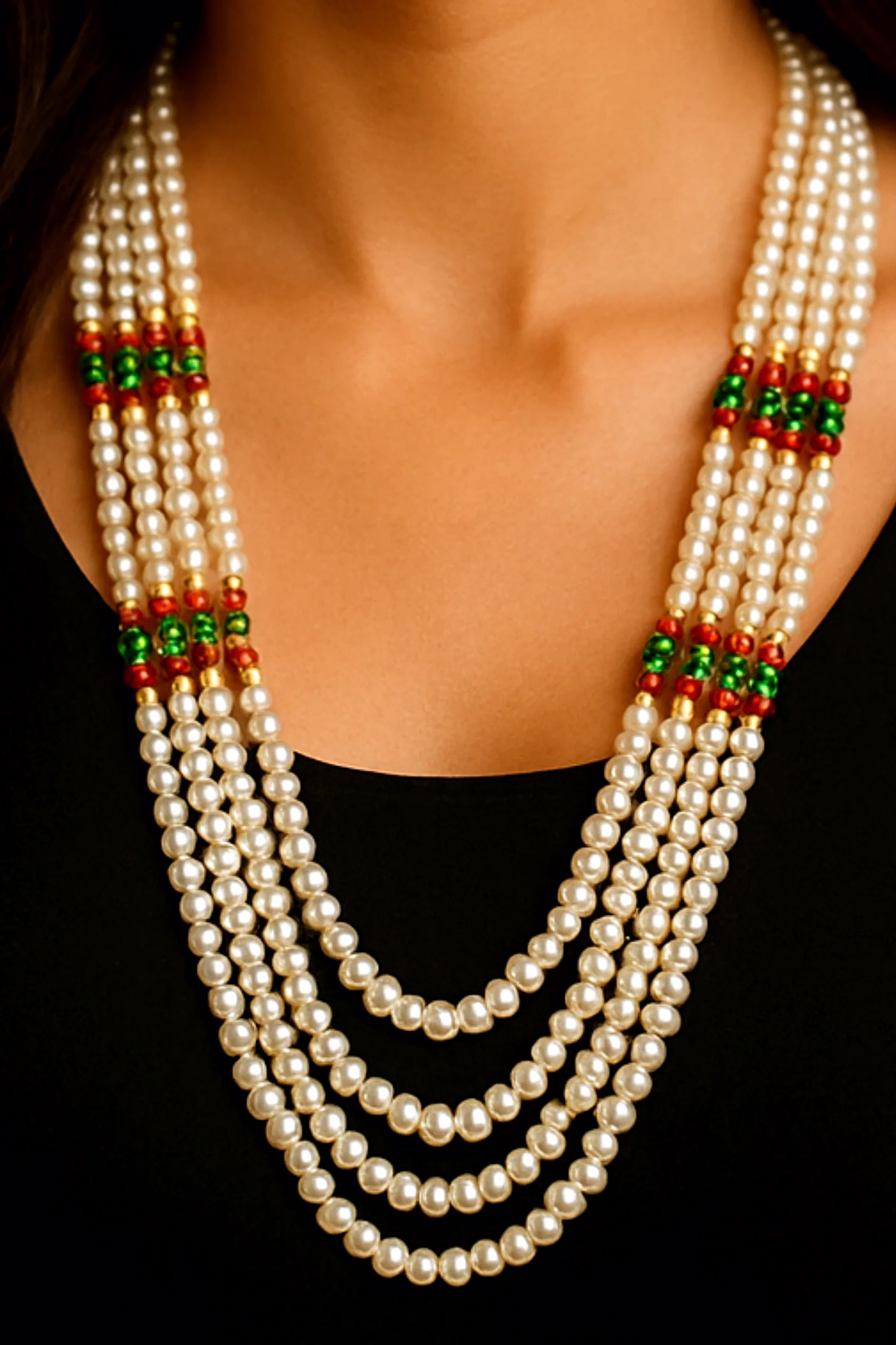 Elegant cultured pearl strings Gemstone necklace by Emryn image 3
