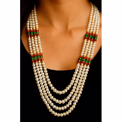 Elegant cultured pearl strings Gemstone necklace by Emryn-2