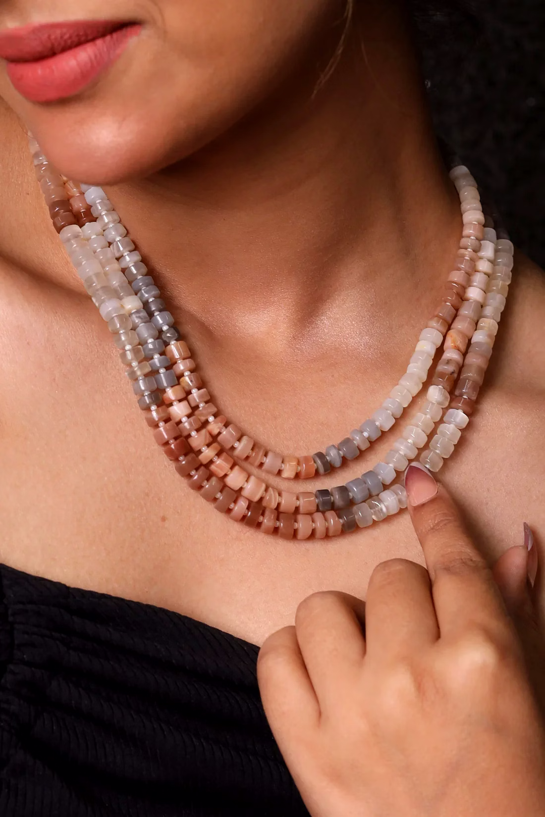 Moonstone Layered  Gemstone Necklace image 3