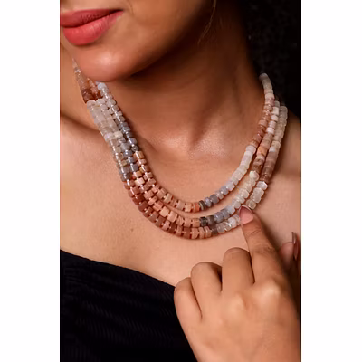 Moonstone Layered  Gemstone Necklace-2