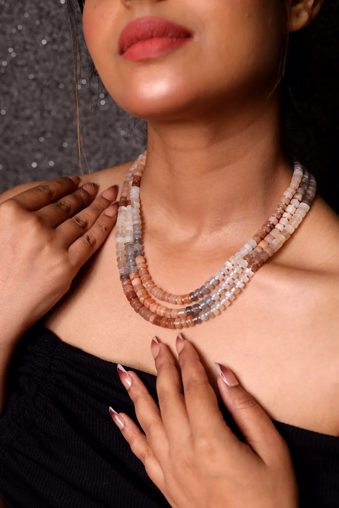 Moonstone Layered  Gemstone Necklace image 2