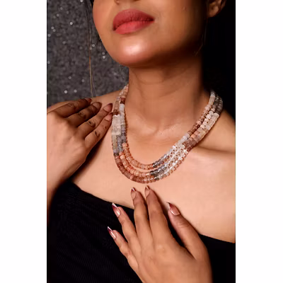 Moonstone Layered  Gemstone Necklace-1