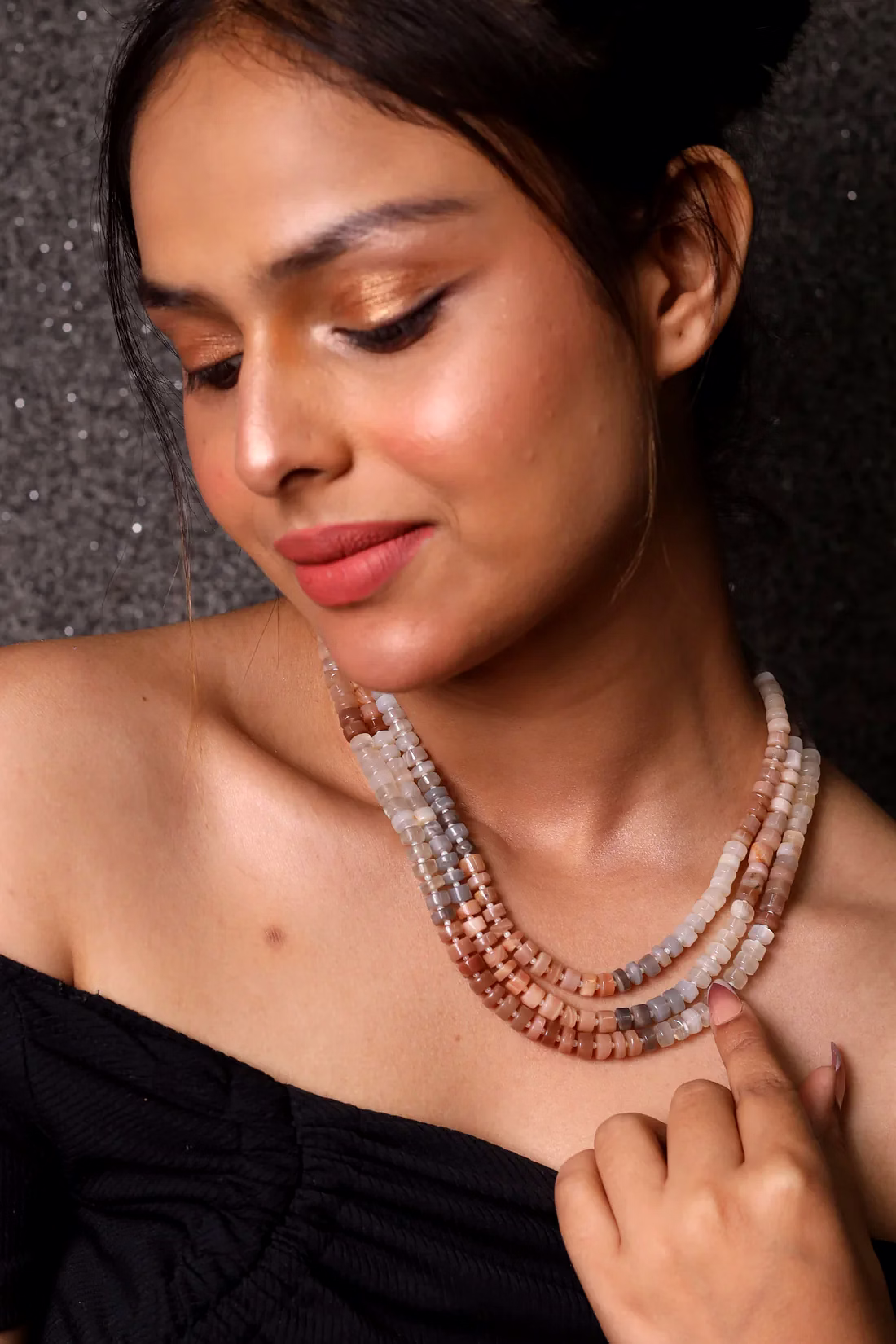 moonstone layered gemstone necklace