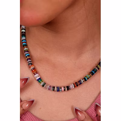 Multi Heishi cut Natural Beads Gemstone Necklace-2