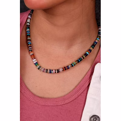 Multi Heishi cut Natural Beads Gemstone Necklace-1