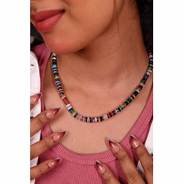 emryn multi heishi cut natural beads gemstone necklace
