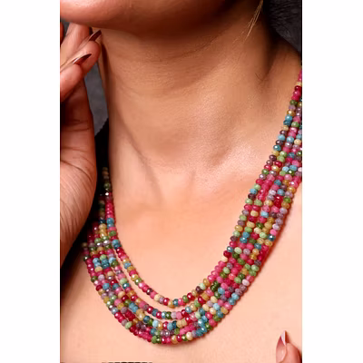 Multicolor onyx Five layer  Gemstone necklace-1