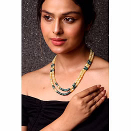 yellow opal& & emerald gemstone necklace