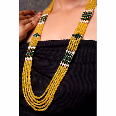 Yellow with green onyx  Gemstone necklace-2