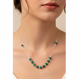 emryn handcrafted malachite beaded necklace with sterling silver