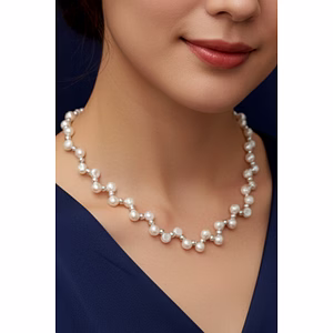 Handcrafted Freshwater Pearl Necklace with Sterling Silver Chain