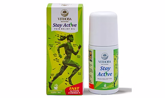Vithoba Stay Active Roll On Oil | Fast-acting Formula | Neck, Shoulder & Spine Pain Relief | Natural Ingredients | Instant Relief for Strains, Joints & Muscular Pain | 60 ml