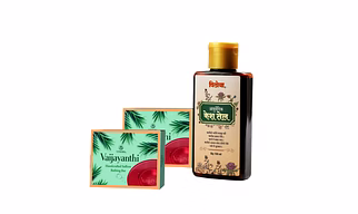 Vaijayanthi Handcrafted Saffron Soap Bar Pack of 2 &  Vithoba Ayurvedic Kesh (Hair) Oil , Anti Hair fall Hair | 100 ml | 75g + 75g + 100 ml |