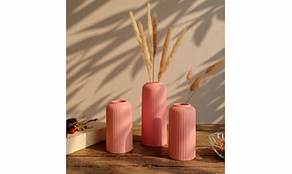 KREATIVE ART’S® Pink Flower Vase for Home Decoration, Ceramic Vases for Home Decor, Home Decor Items for Living Room, (Pink Vases -Set of 3 pcs)