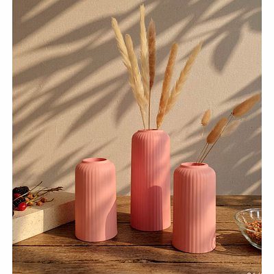 kreative art’s® pink flower vase for home decoration, ceramic vases for home decor, home decor items for living room, (pink vases -set of 3 pcs)
