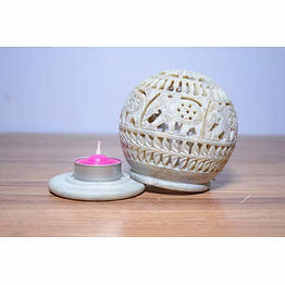 marble tea light ( candle light elephant carving on marble softstone)