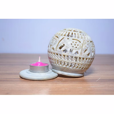 marble tea light ( candle light elephant carving on marble softstone)