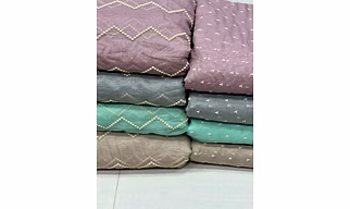 Fabric = pure mul chanderi  Width = 44 Work = beautiful butties with all over zigzake