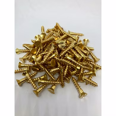BRASS WOOD SCREW CSK SLOTTED #8X35 MM [DIN 97]-1