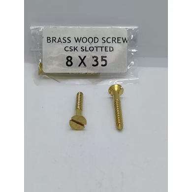 BRASS WOOD SCREW CSK SLOTTED #8X35 MM [DIN 97]-2