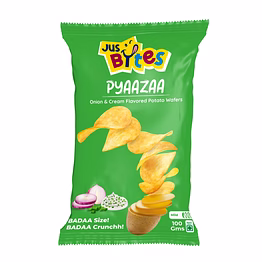 jusbytes cream and onion flavour potato wafers