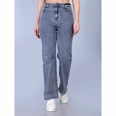 grey flared women jeans