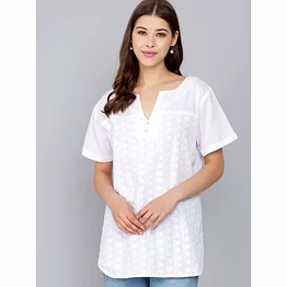 snowlace embroidered white top