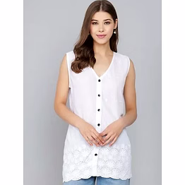 pearlthread button-sleeve top