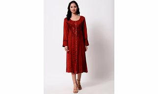 Crimson Fade Acid Wash Dress