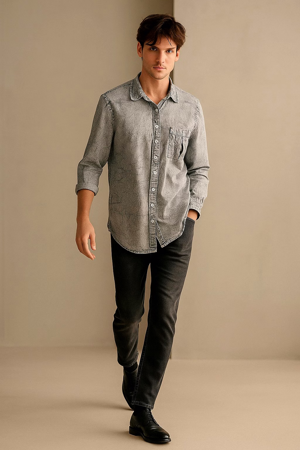 Crinkle Steel Acid Wash Shirt image 1
