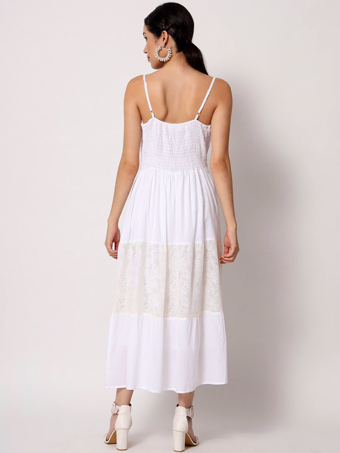 Ivory Petal Embroidered Cotton Dress image 4
