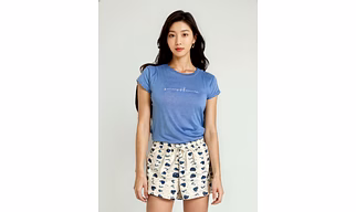 BLUE OFF WHITE - TOP& SHORTS