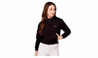 BLUEFICUS Women Mock Collar Solid Casual Biker Jacket