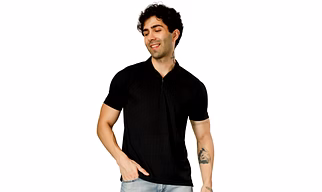 BlueFicus  Men Solid Polo Neck Polyester T-Shirt