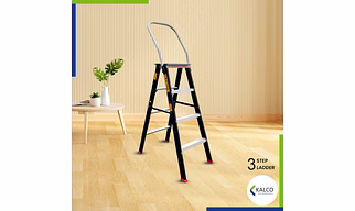 3 Step Ladder, Foldable with Top Support Handle and Top Metal Plate (Model: K-7023 in Medium)