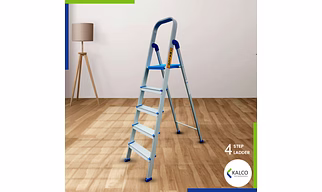 4 Step Aluminium Ladder, Foldable and Flat Steps, Top handle and Top Plastic Plate (Model: K-7026 in Lite)