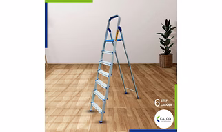6 Step Aluminium Ladder, Foldable and Flat Steps, Top handle and Top Plastic Plate (Model: K-7026 in Lite)