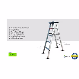 3 step foldable ladder with top tool metal plate (model: k-7013, height: 4 ft in medium)