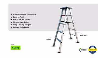 3 Step Foldable Ladder with Top Tool Metal Plate (Model: K-7013, Height: 4 ft in Medium)