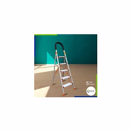 5 step aluminium ladder, foldable and wide steps, and top handle support (model: k-7021 in medium)
