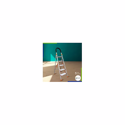 5 step aluminium ladder, foldable and wide steps, and top handle support (model: k-7021 in medium)