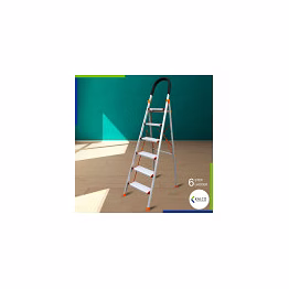 kalco 6 step aluminium ladder, foldable and wide steps, and top handle support (model: k-7021 in medium)