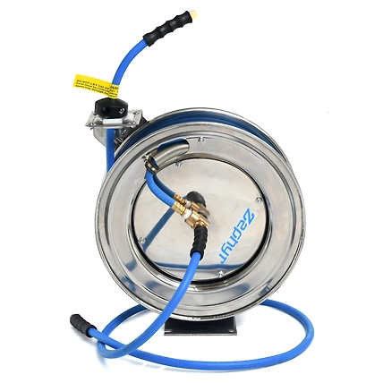 Zephyr Auto-Retractable Air Hose Reels 8mm X 10m  Stainless Steel 304 (ZAR0810SS)-12732851